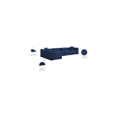 Cube Navy Durable Linen Textured Modular Sectional