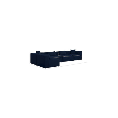 Cube Navy Durable Linen Textured Modular Sectional