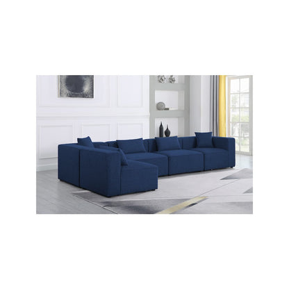 Cube Navy Durable Linen Textured Modular Sectional