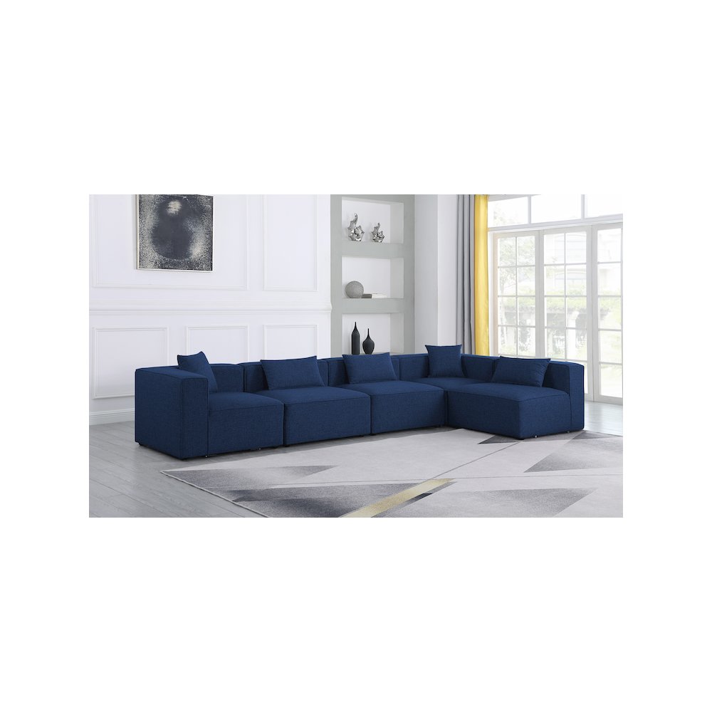Cube Navy Durable Linen Textured Modular Sectional