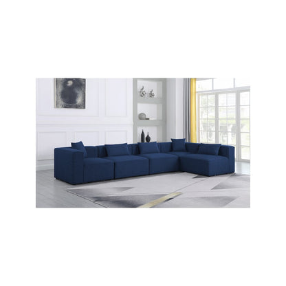 Cube Navy Durable Linen Textured Modular Sectional