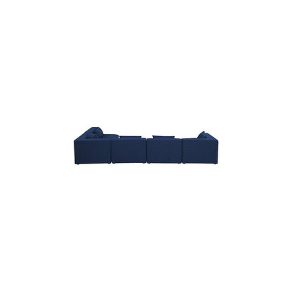 Cube Navy Durable Linen Textured Modular Sectional