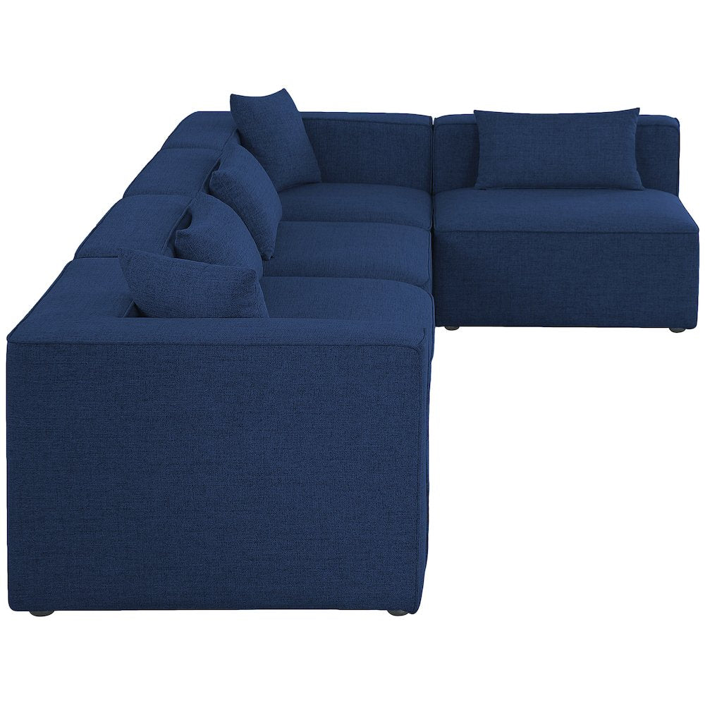 Cube Navy Durable Linen Textured Modular Sectional