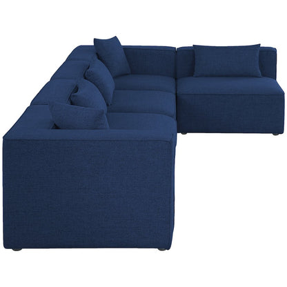 Cube Navy Durable Linen Textured Modular Sectional
