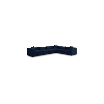 Cube Navy Durable Linen Textured Modular Sectional