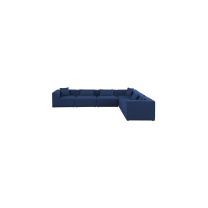 Cube Navy Durable Linen Textured Modular Sectional