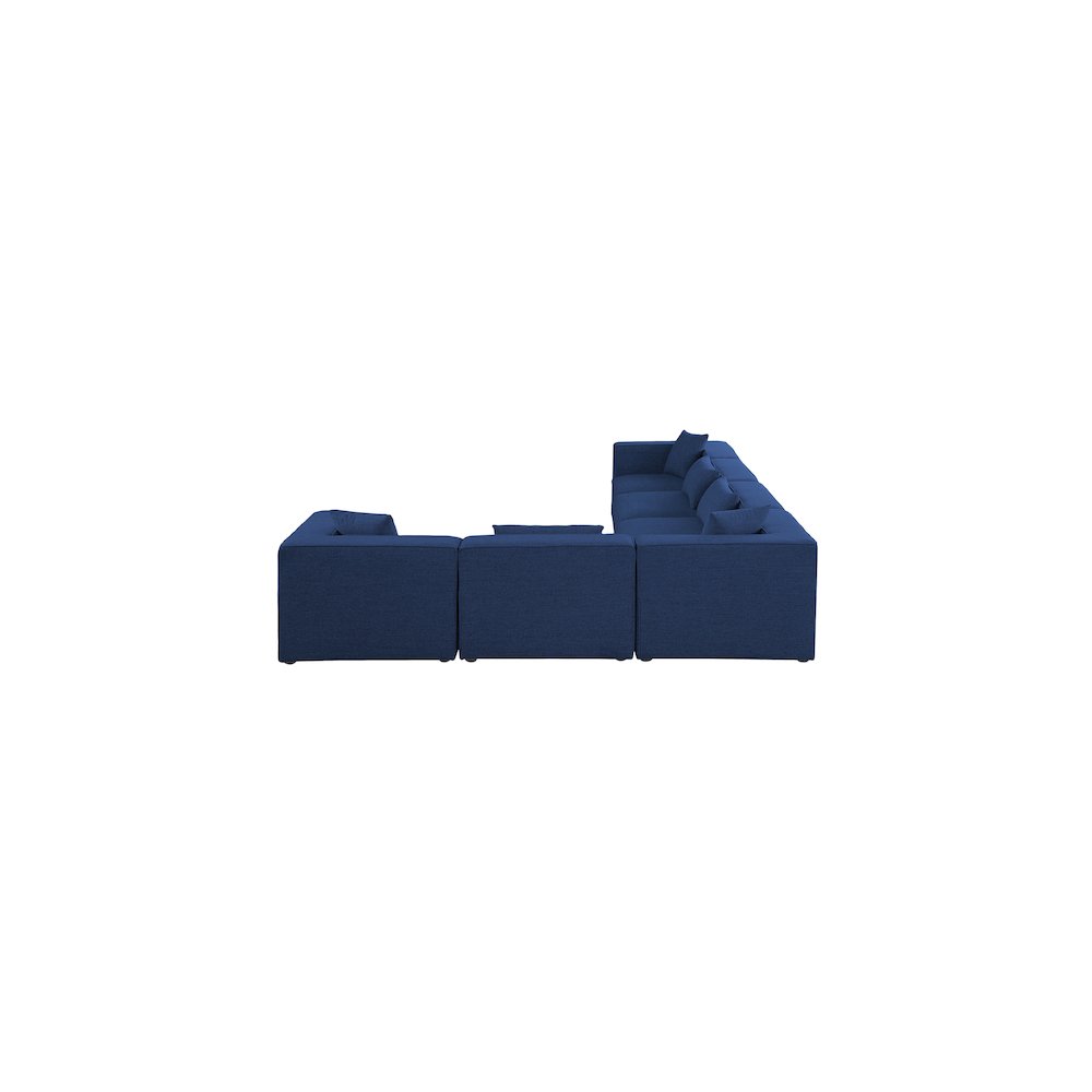 Cube Navy Durable Linen Textured Modular Sectional