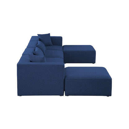 Cube Navy Durable Linen Textured Modular Sectional
