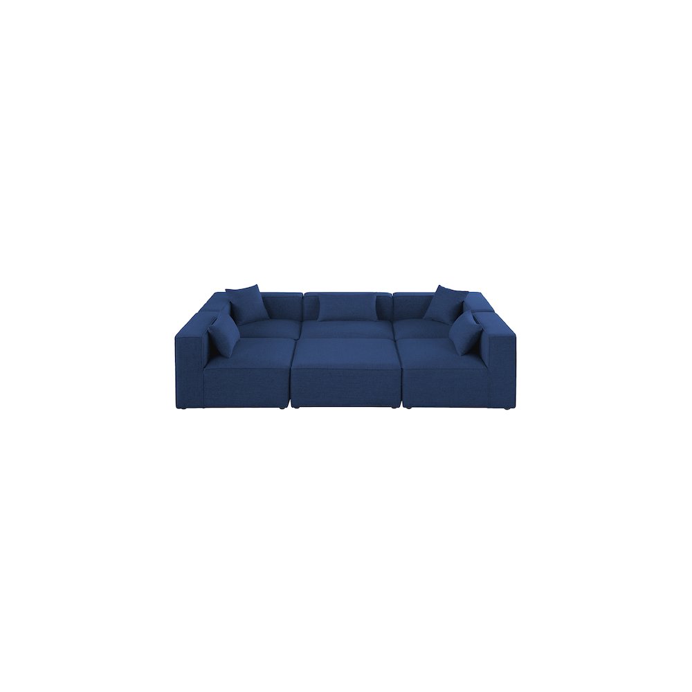 Cube Navy Durable Linen Textured Modular Sectional