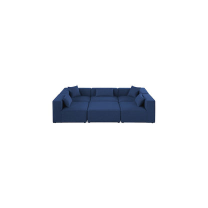 Cube Navy Durable Linen Textured Modular Sectional