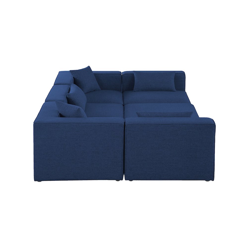 Cube Navy Durable Linen Textured Modular Sectional