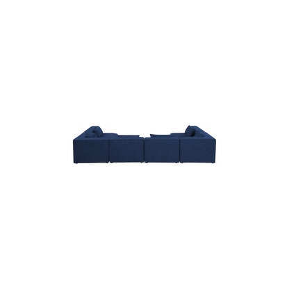 Cube Navy Durable Linen Textured Modular Sectional