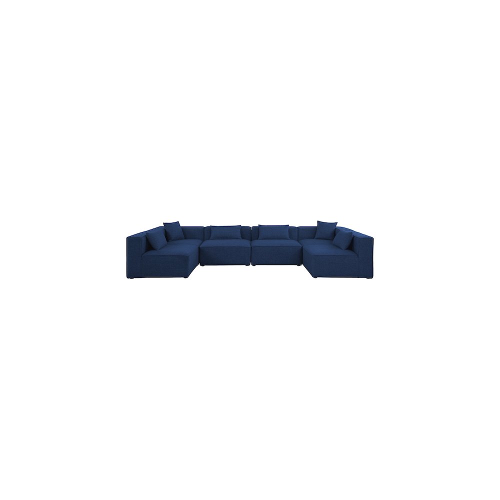 Cube Navy Durable Linen Textured Modular Sectional