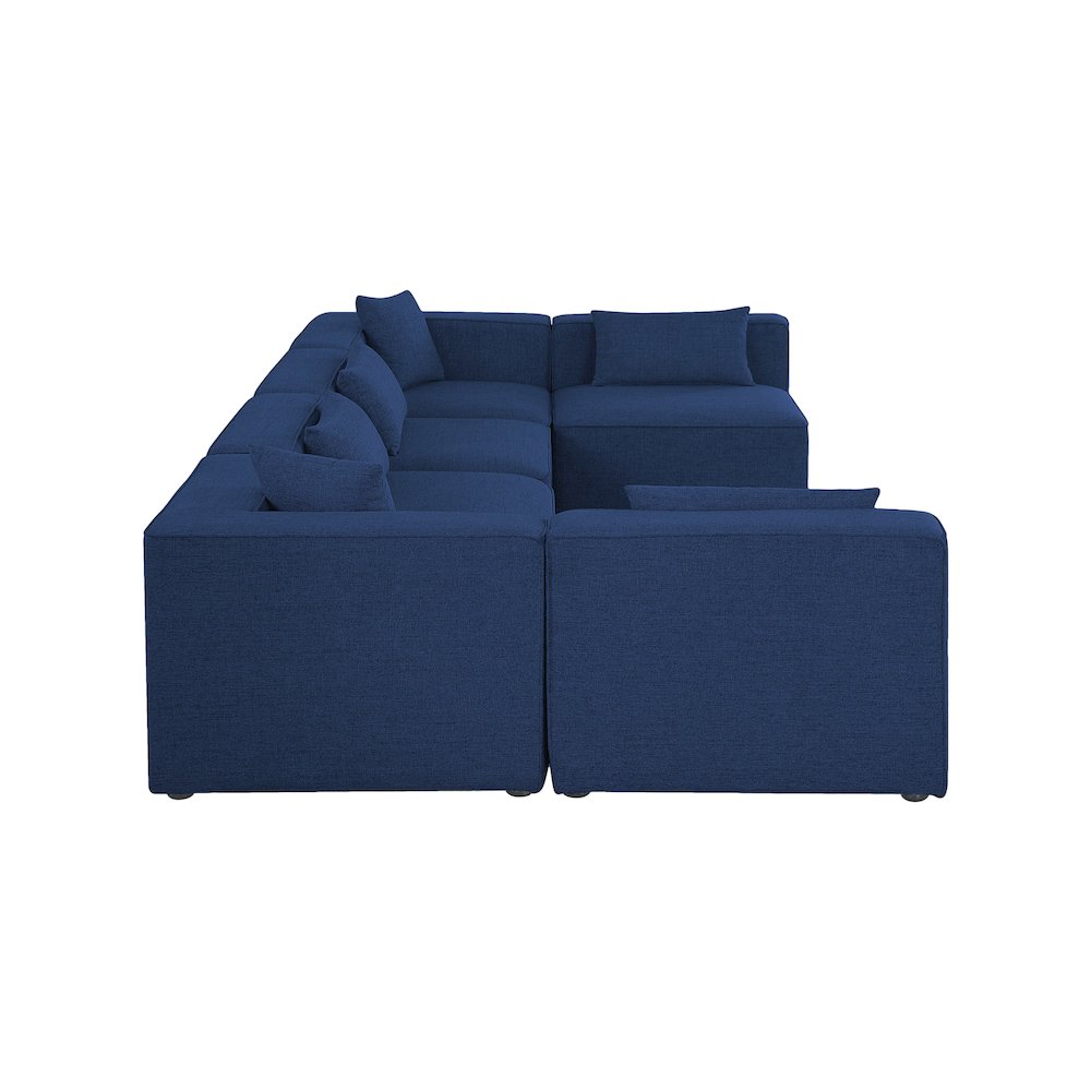 Cube Navy Durable Linen Textured Modular Sectional