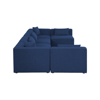Cube Navy Durable Linen Textured Modular Sectional