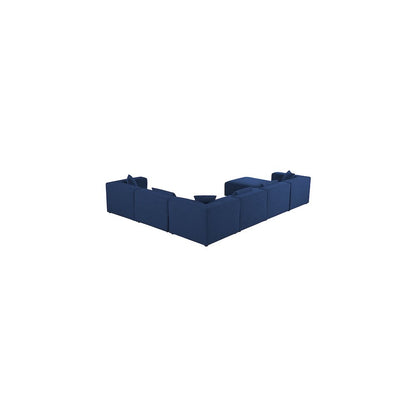 Cube Navy Durable Linen Textured Modular Sectional