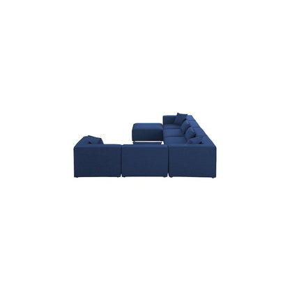 Cube Navy Durable Linen Textured Modular Sectional