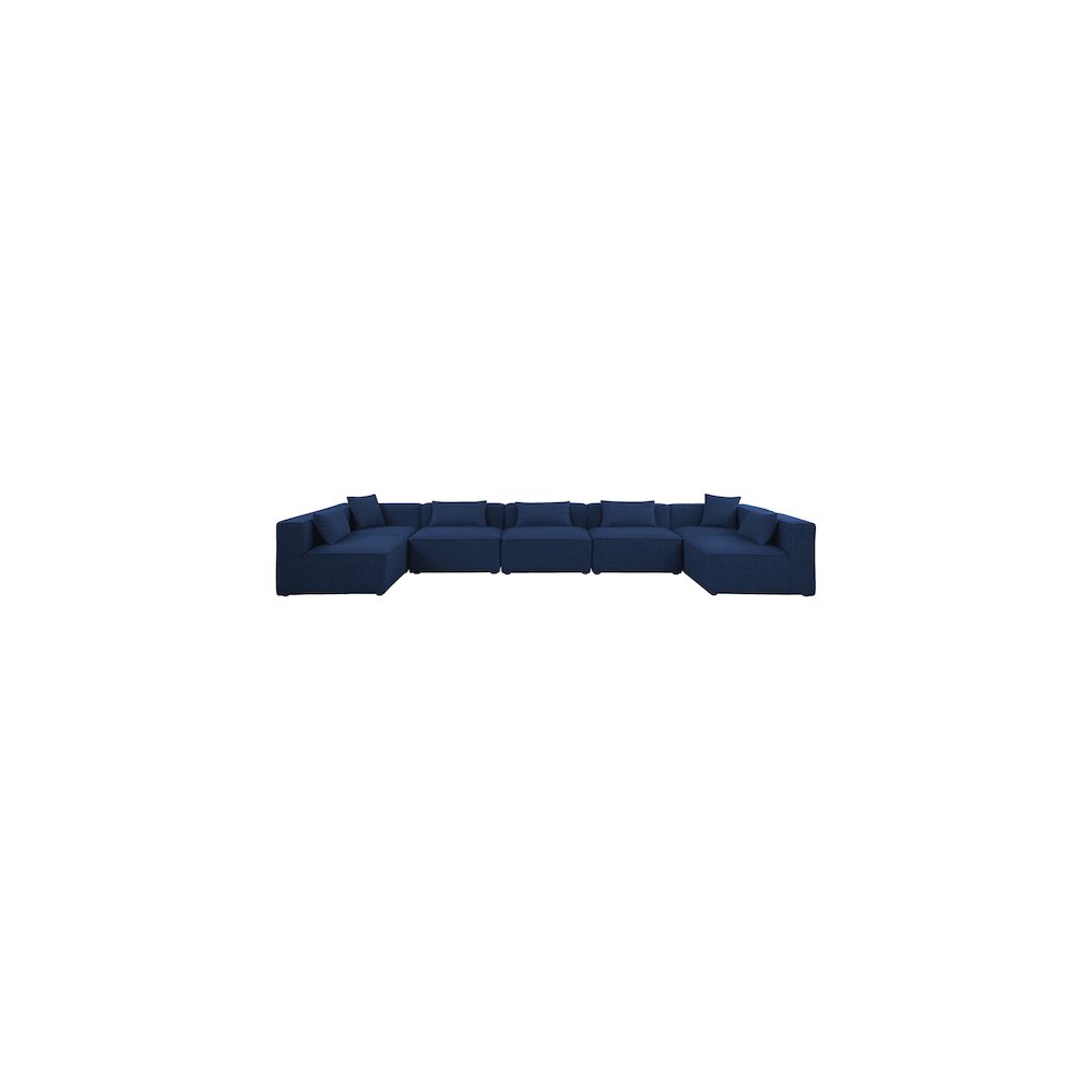 Cube Navy Durable Linen Textured Modular Sectional