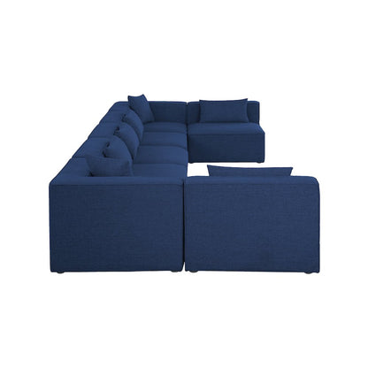 Cube Navy Durable Linen Textured Modular Sectional