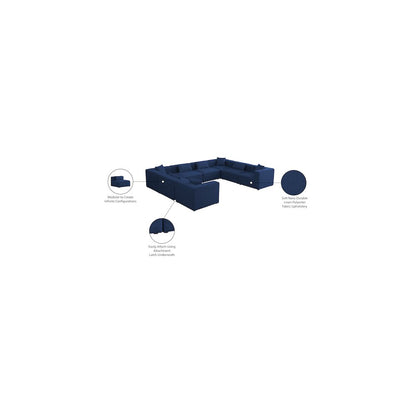 Cube Navy Durable Linen Textured Modular Sectional