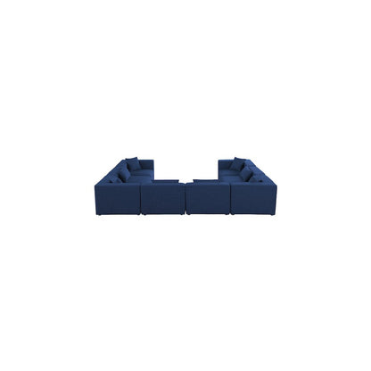 Cube Navy Durable Linen Textured Modular Sectional