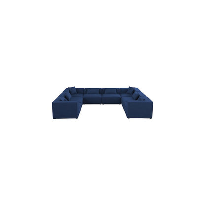Cube Navy Durable Linen Textured Modular Sectional