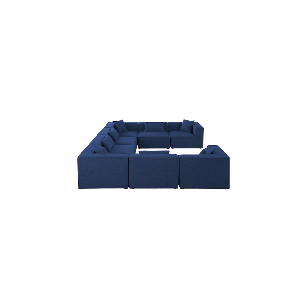 Cube Navy Durable Linen Textured Modular Sectional