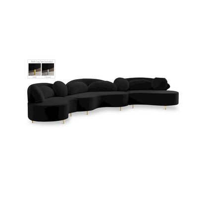 Vivacious Black Velvet 3pc. Sectional