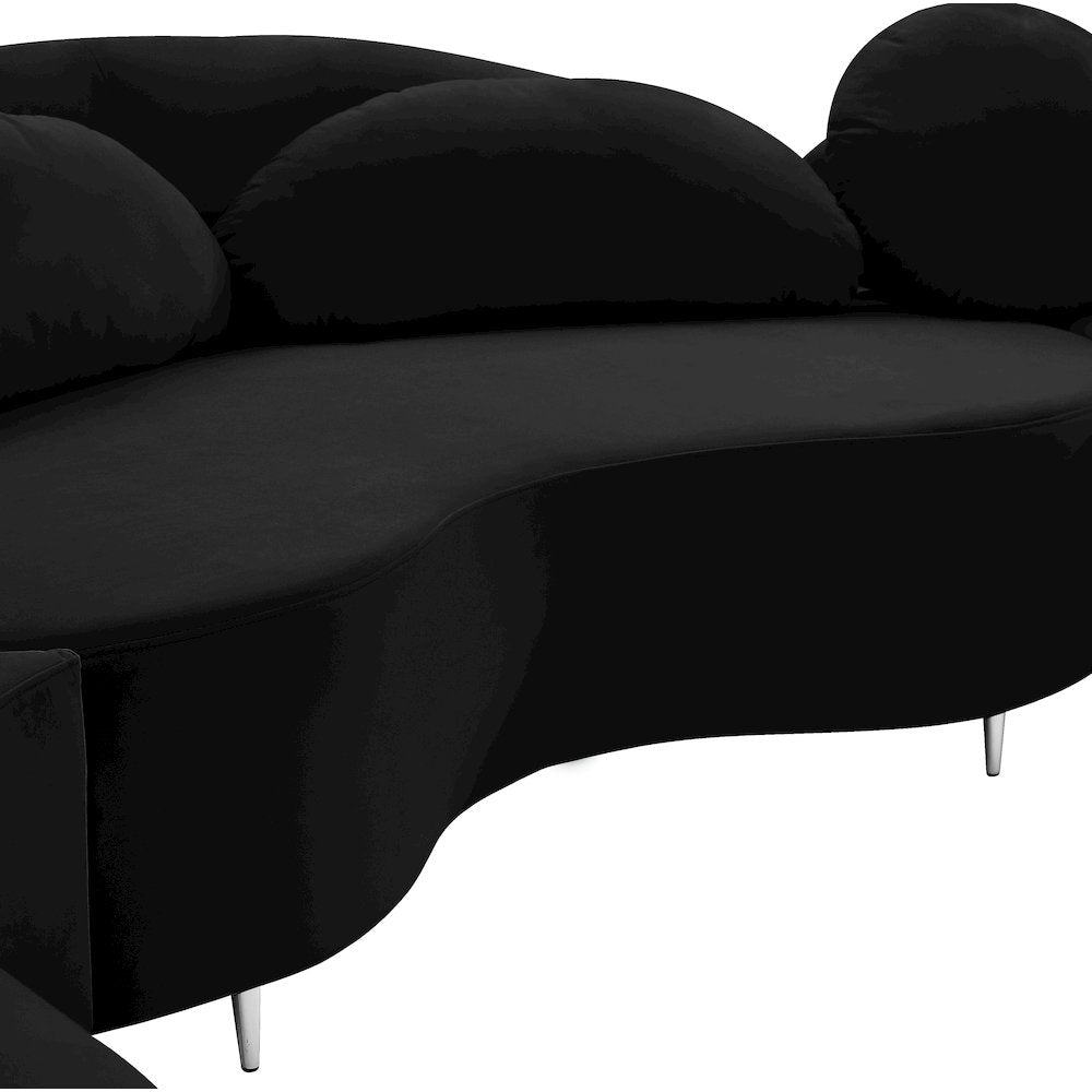 Vivacious Black Velvet 3pc. Sectional