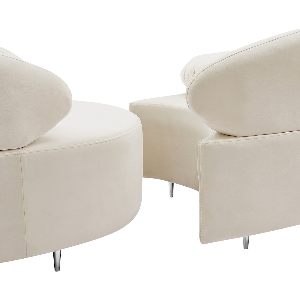 Vivacious Cream Velvet 3pc. Sectional