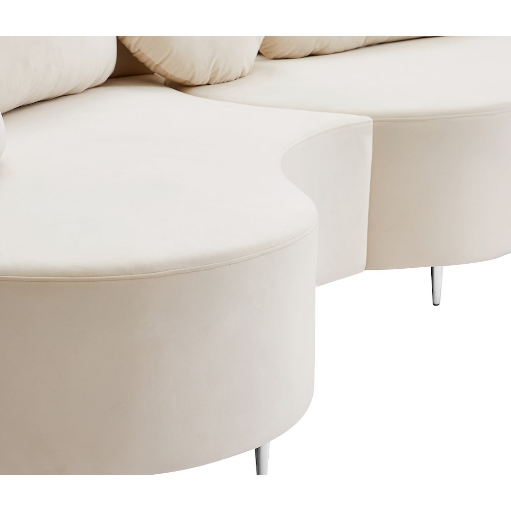 Vivacious Cream Velvet 3pc. Sectional