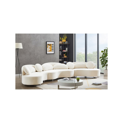 Vivacious Cream Velvet 3pc. Sectional