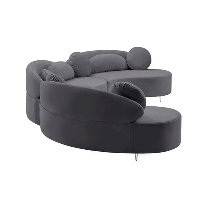 Vivacious Grey Velvet 3pc. Sectional