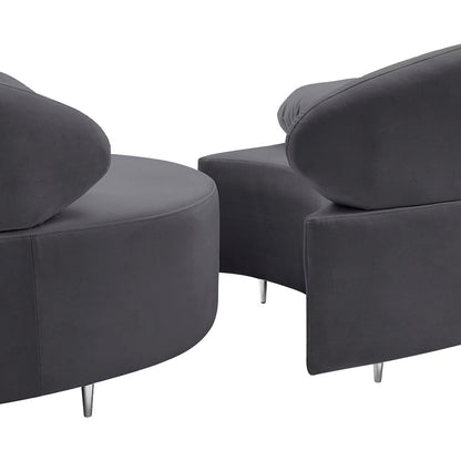 Vivacious Grey Velvet 3pc. Sectional
