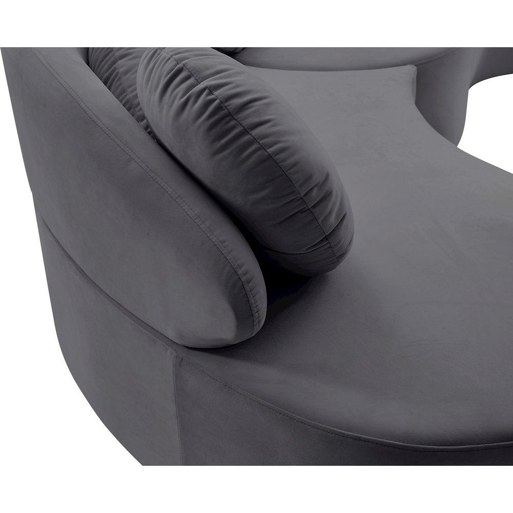 Vivacious Grey Velvet 3pc. Sectional