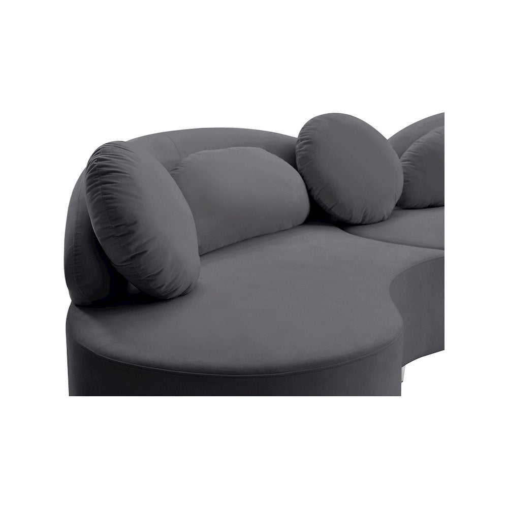 Vivacious Grey Velvet 3pc. Sectional