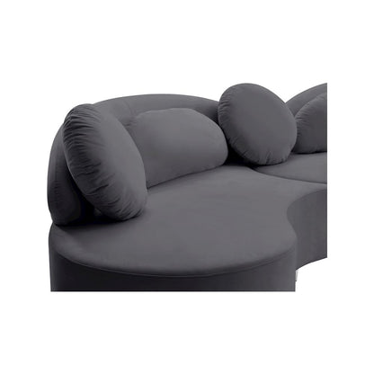 Vivacious Grey Velvet 3pc. Sectional