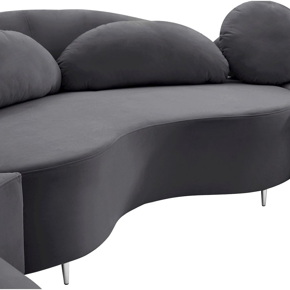 Vivacious Grey Velvet 3pc. Sectional