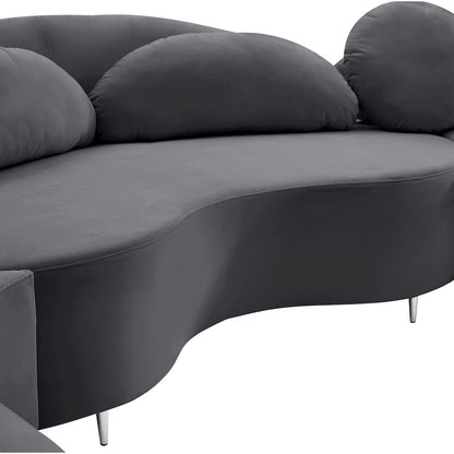 Vivacious Grey Velvet 3pc. Sectional