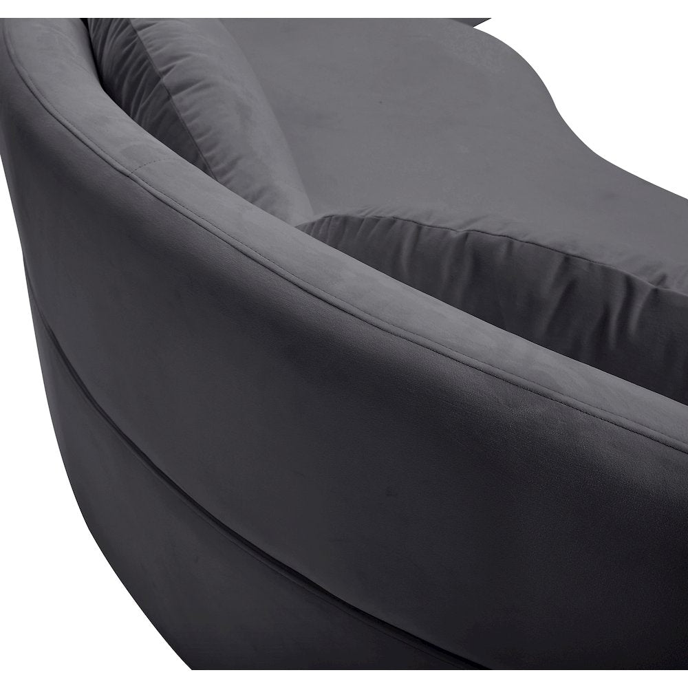 Vivacious Grey Velvet 3pc. Sectional