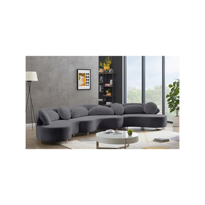 Vivacious Grey Velvet 3pc. Sectional
