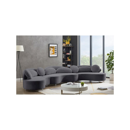 Vivacious Grey Velvet 3pc. Sectional