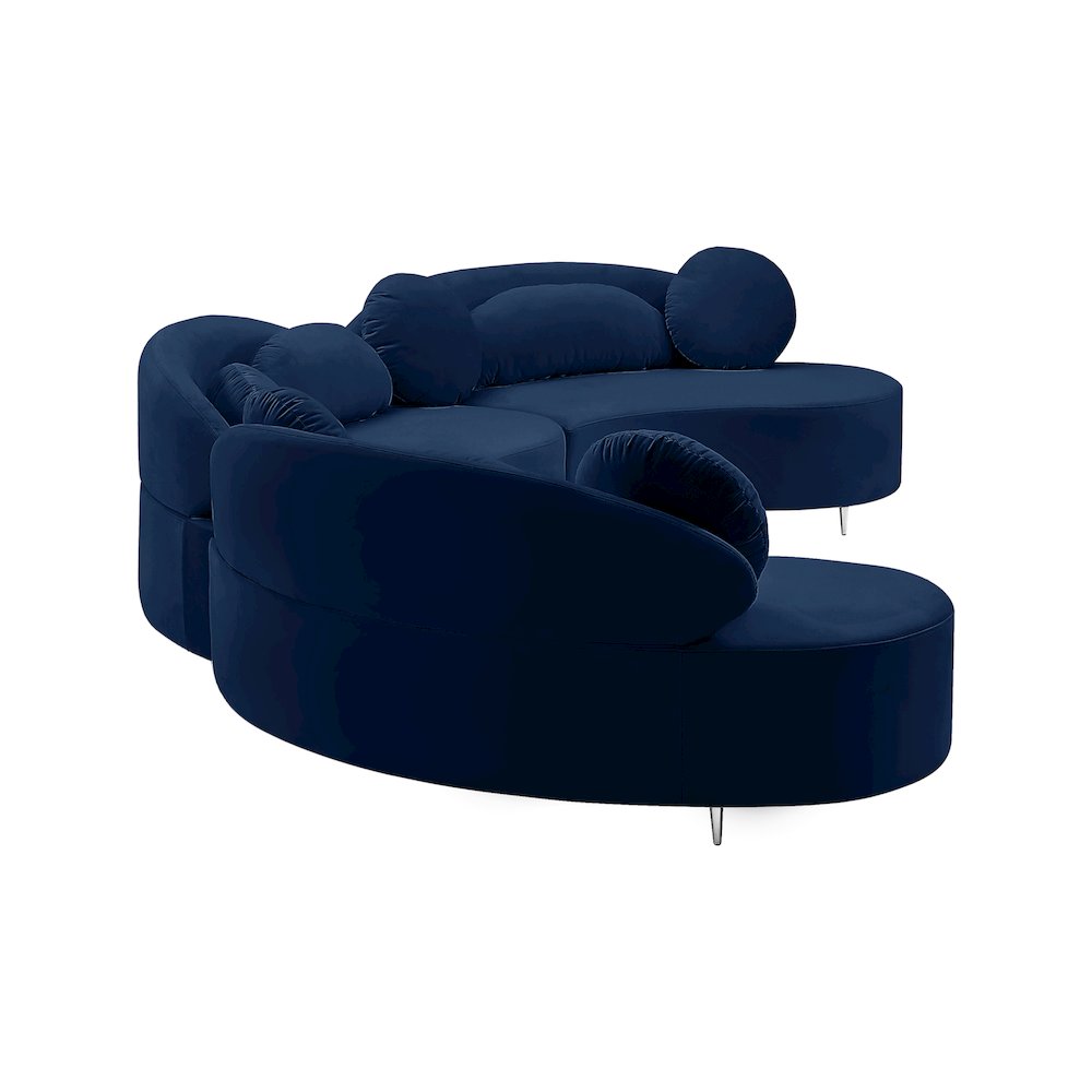 Vivacious Navy Velvet 3pc. Sectional