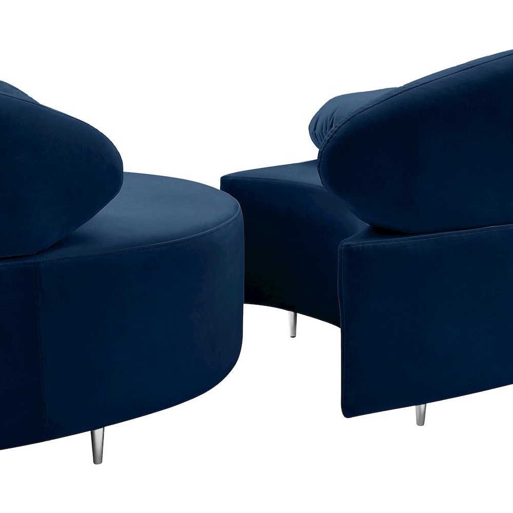 Vivacious Navy Velvet 3pc. Sectional