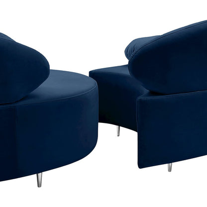 Vivacious Navy Velvet 3pc. Sectional
