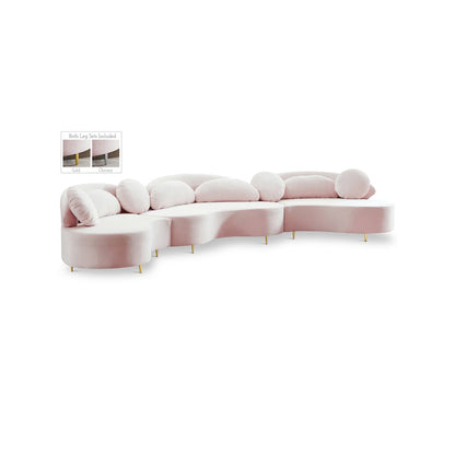Vivacious Pink Velvet 3pc. Sectional