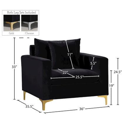 Naomi Black Velvet Chair
