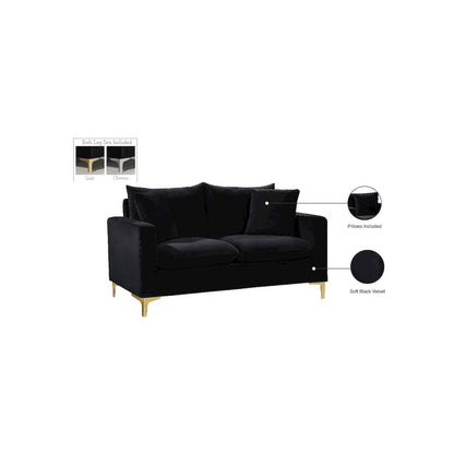 Naomi Black Velvet Loveseat