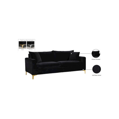 Naomi Black Velvet Sofa