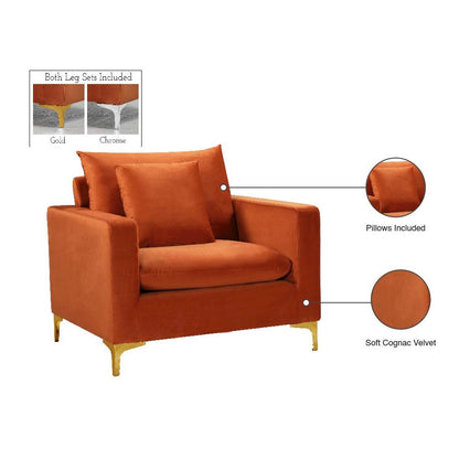 Naomi Cognac Velvet Chair